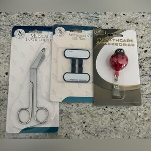 Prestige Medical Scissors, Retractable Badge Holder, ID Tag for Stethoscope NEW
